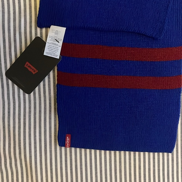 Blue Levi’s Scarf with Red Stripes - Picture 3 of 4